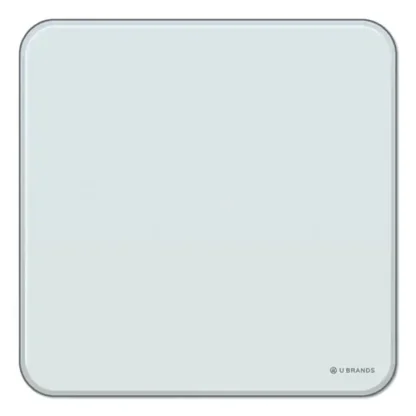 U Brands Cubicle Glass Dry Erase Board, 12" x 12", White Surface