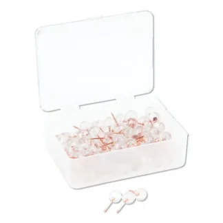U Brands Fashion Sphere Push Pins, Clear/Rose Gold, 0.44", 100/Pack