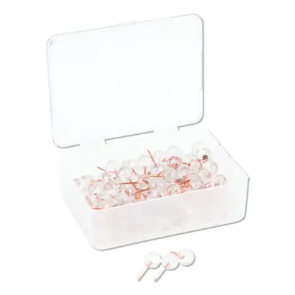 U Brands Fashion Sphere Push Pins, Clear/Rose Gold, 0.44", 100/Pack