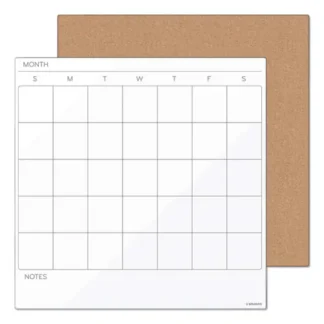 U Brands Frameless Tile Board Value Pack, (1) Tan Bulletin Board, (1) White Magnetic Dry Erase Planning Board