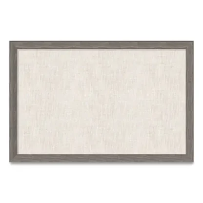 U Brands Linen Bulletin Board with Rustic Rustic Frame, 36" x 24", Beige Surface, Brown Wood Frame
