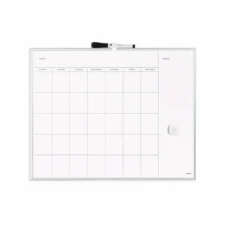 U Brands Magnetic Dry Erase Board, Monthly Planning/Scheduling Calendar, 20" x 16", White Surface, Satin Aluminum Frame