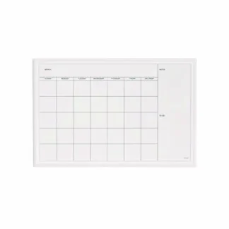 U Brands Magnetic Dry Erase Calendar with Decor Frame, Monthly Planning/Scheduling, 30" x 20", White Surface, White Wood Frame