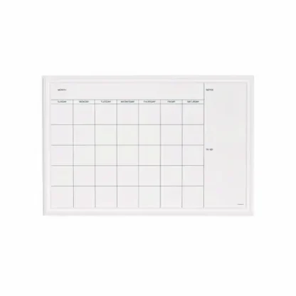 U Brands Magnetic Dry Erase Calendar with Decor Frame, Monthly Planning/Scheduling, 30" x 20", White Surface, White Wood Frame