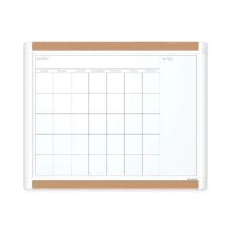 U Brands PINIT Magnetic Dry Erase Calendar, Monthly Planning/Scheduling, 20" x 16", White Surface, White Plastic Frame