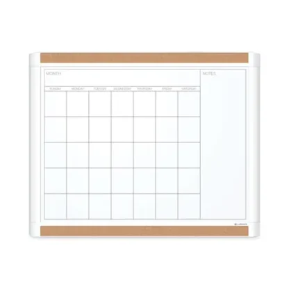 U Brands PINIT Magnetic Dry Erase Calendar, Monthly Planning/Scheduling, 20" x 16", White Surface, White Plastic Frame