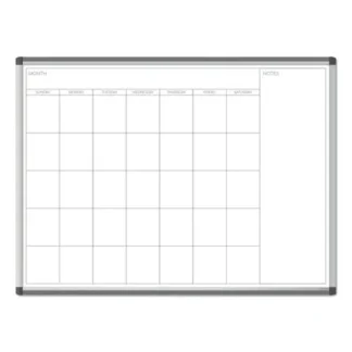 U Brands PINIT Magnetic Dry Erase Calendar, Monthly Planning/Scheduling, 48 x 36, White Surface, Aluminum Frame