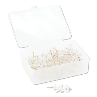 U Brands Standard Push Pins, Plastic, Clear Head/Gold Pin, 100/Pack