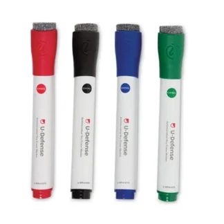 U Brands U-Defense Antimicrobial Dry-Erase Markers, Chisel Tip, Assorted Colors, 24/Pack
