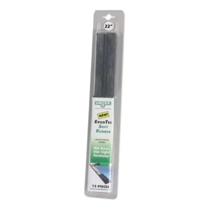 Unger® ErgoTec Replacement Squeegee Blades, 16" Wide, Black Soft Rubber, 12/Pack