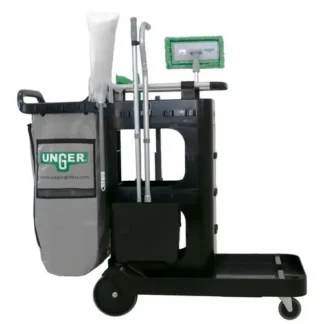 Unger® ZoneCleanRx Janitorial Cart, 3-Shelf, Black, 23.5" x 25" x 25"