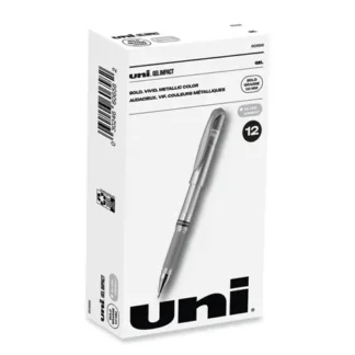 uniball® IMPACT Gel Pen, Medium Point, 1 mm, Silver Metallic Ink, Silver Barrel