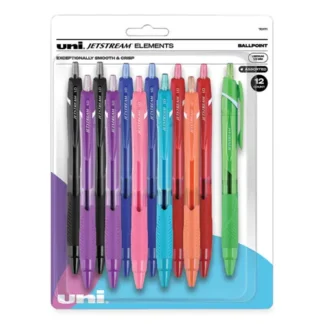 uniball® Jetstream Elements Hybrid Gel Pen, Retractable, Medium 1 mm, Assorted Ink and Barrel Colors, 12/Pack