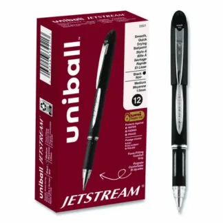 uniball® Jetstream Hybrid Gel Pen, Stick, Bold 1 mm, Black Ink, Black/Silver Barrel