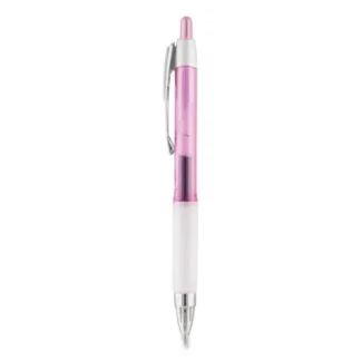 uniball® Signo 207 City of Hope Edition Gel Pen, Retractable, Medium, 0.7 mm, Black Ink, Translucent Pink/White Barrel, Pack of 12