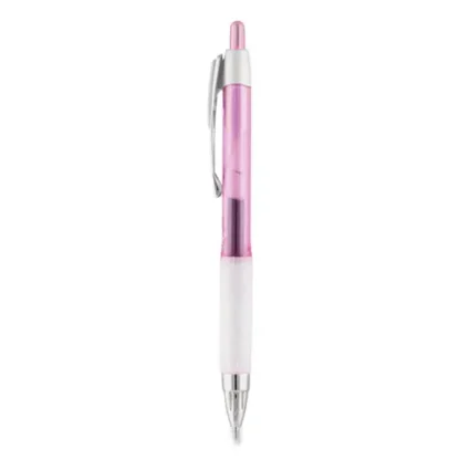uniball® Signo 207 City of Hope Edition Gel Pen, Retractable, Medium, 0.7 mm, Black Ink, Translucent Pink/White Barrel, Pack of 12