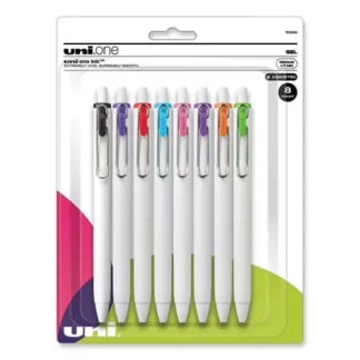 uniball® uniONE Gel Pen, Retractable, Medium 0.7 mm, Assorted Inspirational Ink and Barrel Colors, 8/Pack