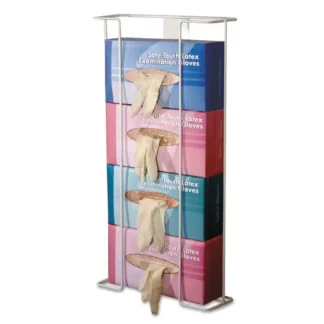 Unimed Wire Wall-Mount Glove Box Holder, 4-Box, Horizontal, Stainless Steel, White
