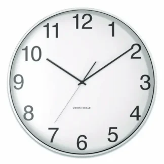 Union & Scale™ Essentials Classic Round Wall Clock, 12" Overall Diameter, Silver Case, 1 AA (sold separately)