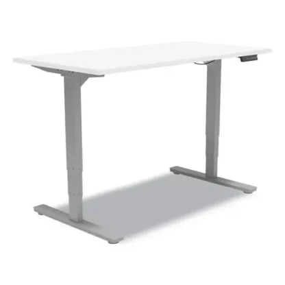 Union & Scale™ Essentials Electric Sit-Stand Desk, White/Aluminum, Adjustable Height 25.9" to 51.5", 55.1"W x 27.5"D