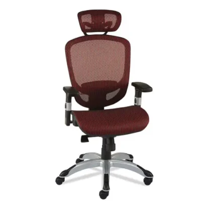Union & Scale™ FlexFit Hyken Mesh Task Chair, Maroon Mesh Seat and Back, Silver/Black Base