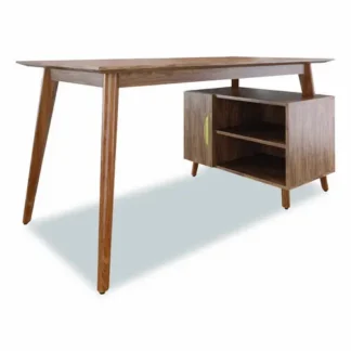 Union & Scale™ MidMod Storage Desk with Gold Pull, Espresso Finish, 59.7"W x 29.4"D x 29.5"H