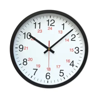 Universal® 24-Hour Round Wall Clock, Black Case, 12.63" Diameter, 1 AA Battery (sold separately)