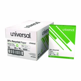 Universal® 30% Recycled Copy Paper, 92 Bright, 20 lb Bond, 8.5 x 11, White, 500 Sheets/Ream, 10 Reams/Carton