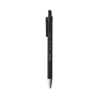 Universal™ Ballpoint Pen, Retractable, Medium 1 mm, Black Ink, Black Barrel, Dozen