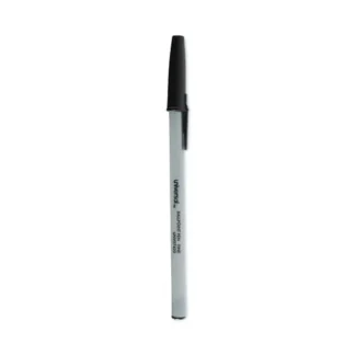 Universal™ Ballpoint Pen, Fine Point, 0.7 mm, Black Ink, Gray/Black Barrel, Dozen