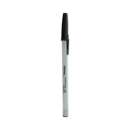 Universal™ Ballpoint Pen, Fine Point, 0.7 mm, Black Ink, Gray/Black Barrel, Dozen