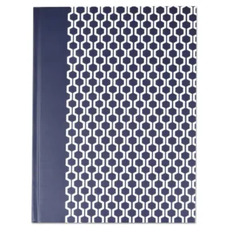 Universal® Casebound Hardcover Notebook, 1-Subject, Dark Blue/White Cover, 150 Sheets, 10.25" x 7.63"