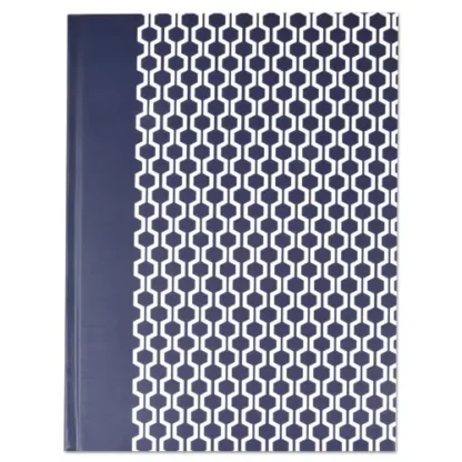 Universal® Casebound Hardcover Notebook, 1-Subject, Dark Blue/White Cover, 150 Sheets, 10.25" x 7.63"