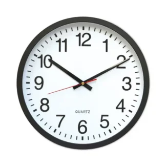 Universal® Classic Round Wall Clock, Black Case, Quartz Movement, 12.63" Diameter