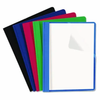 Universal® Clear Front Report Cover, Prong Fastener, 0.5" Capacity, 8.5 x 11, Clear/Assorted, 25/Box