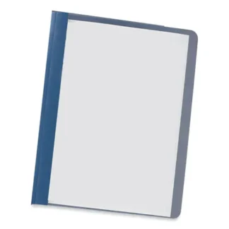 Universal® Clear Front Report Covers with Fasteners, Three-Prong Fastener, 0.5" Capacity, 8.5 x 11, Clear/Dark Blue, 25/Box