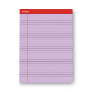 Universal® Colored Perforated Ruled Writing Pads, Wide/Legal Rule, 50 Orchid 8.5 x 11 Sheets, Dozen