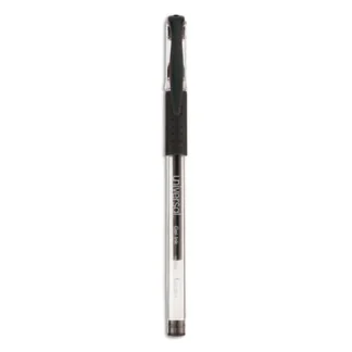 Universal™ Comfort Grip Gel Pen, Medium Point, 0.7 mm, Black Ink, Clear/Black Barrel, 60/Pack