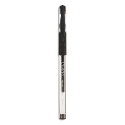 Universal™ Comfort Grip Gel Pen, Medium Point, 0.7 mm, Black Ink, Clear/Black Barrel, 60/Pack
