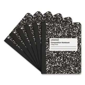 Universal® Composition Book, Medium/College Rule, Black Marble Cover, 100 Sheets, 6 Pack