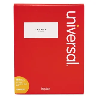 Universal® Copier Mailing Labels, 2 x 4.25, White, 10/Sheet, 100 Sheets/Box