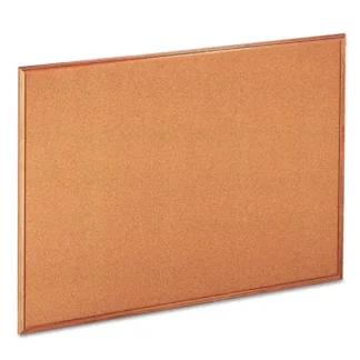 Universal® Cork Board with Oak Style Frame, 48" x 36", Tan Surface, Oak Finished Wood Frame