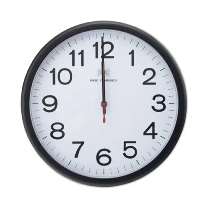 Universal® Deluxe 13 1/2" Indoor/Outdoor Atomic Clock, Black Case
