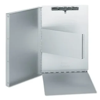 Universal® Deluxe Aluminum Document Box, Aluminum, 0.4" Clip Capacity, Holds 8.5 x 11 Sheets