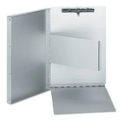 Universal® Deluxe Aluminum Document Box, Aluminum, 0.4" Clip Capacity, Holds 8.5 x 11 Sheets