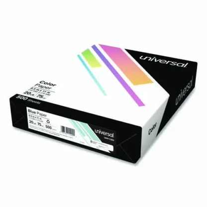 Universal® Deluxe Colored Paper, 20 lb Bond Weight, 8.5 x 11, Blue, 500/Ream