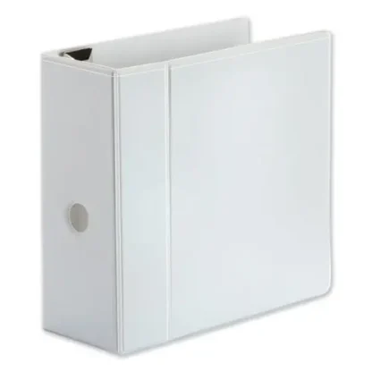 Universal® Deluxe Easy-to-Open D-Ring View Binder, 3 Rings, 5" Capacity, 11 x 8.5, White