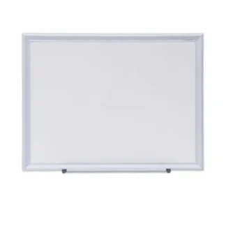 Universal® Deluxe Melamine Dry Erase Board, 24" x 18", White Surface, Satin Aluminum Frame
