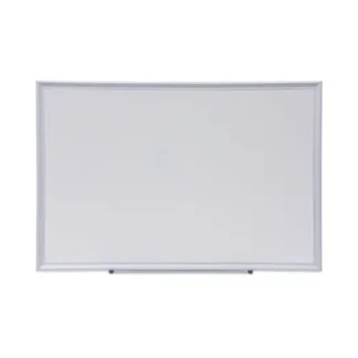 Universal® Deluxe Melamine Dry Erase Board, 36" x 24", White Surface, Satin Aluminum Frame