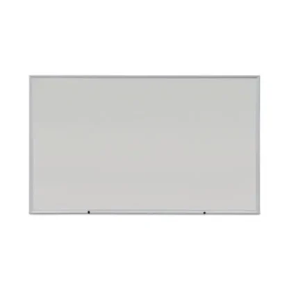 Universal® Deluxe Melamine Dry Erase Board, 60" x 36", White Surface, Anodized Aluminum Frame